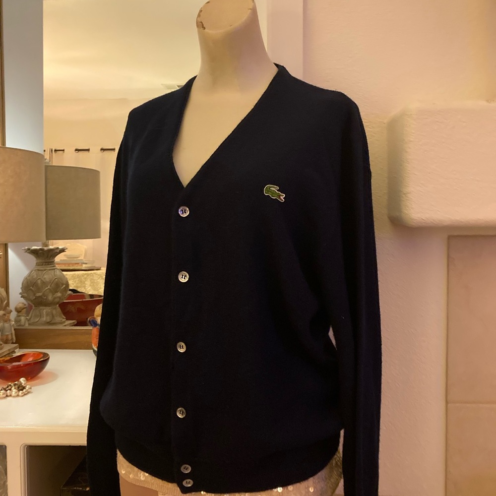 Vintage Lacoste navy blue Alligator Cardigan M/L